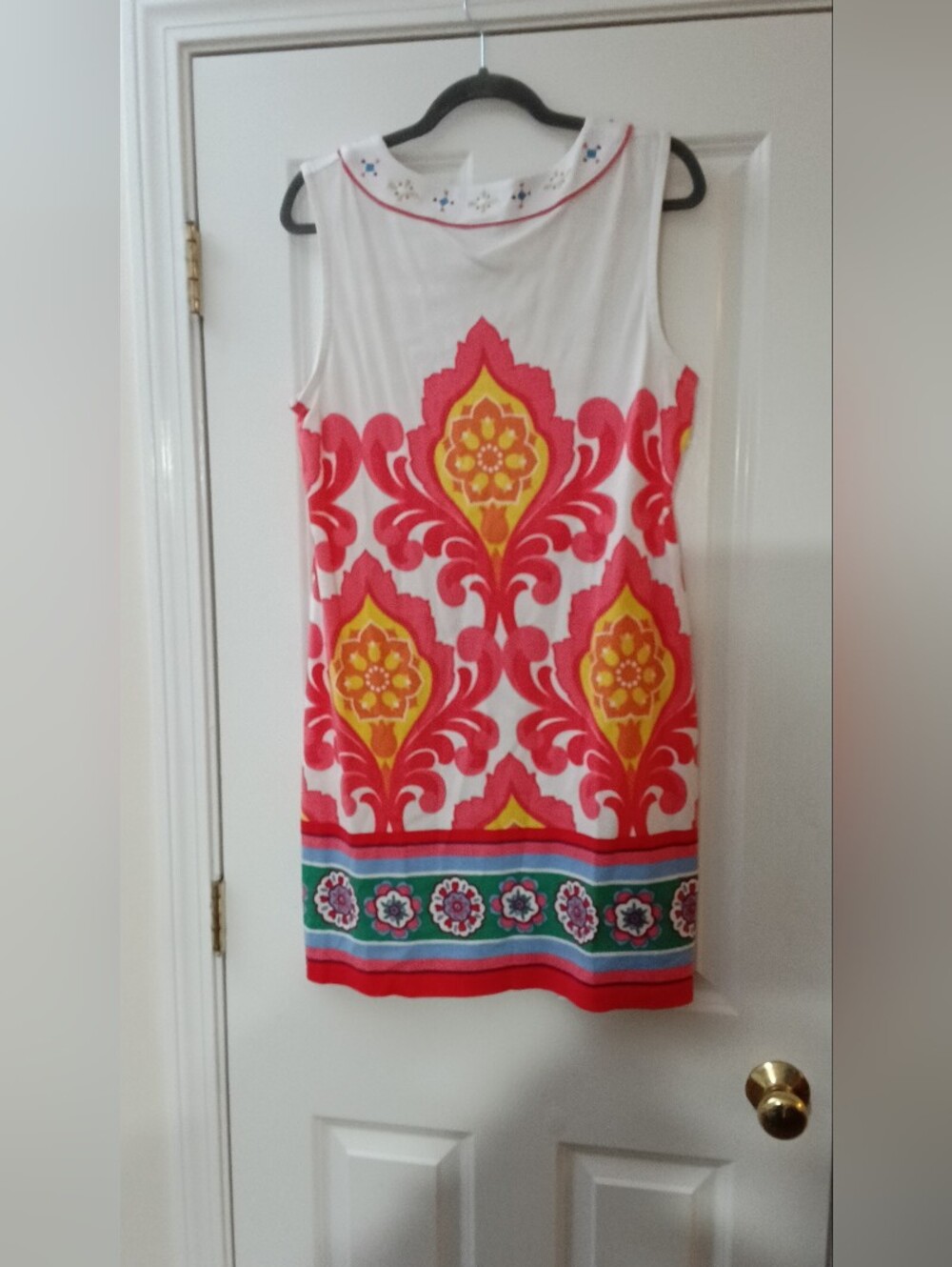 RAFAELLA Sleeveless Pink & Yellow Patterned Shift Dress SIZE LP/PG - Picture 7 of 8